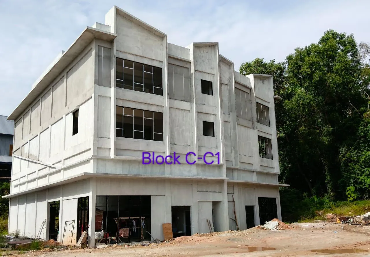 Block C-C1 structural frame complete, before facade installation